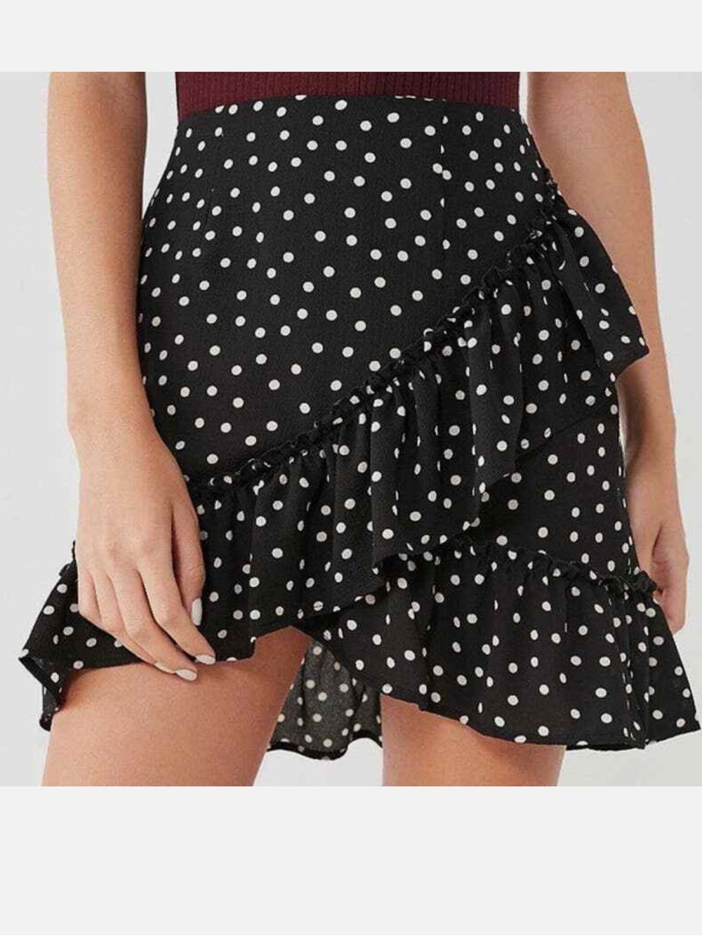 Urban Outfitters Ruffle Polka Dot Mini Skirt
